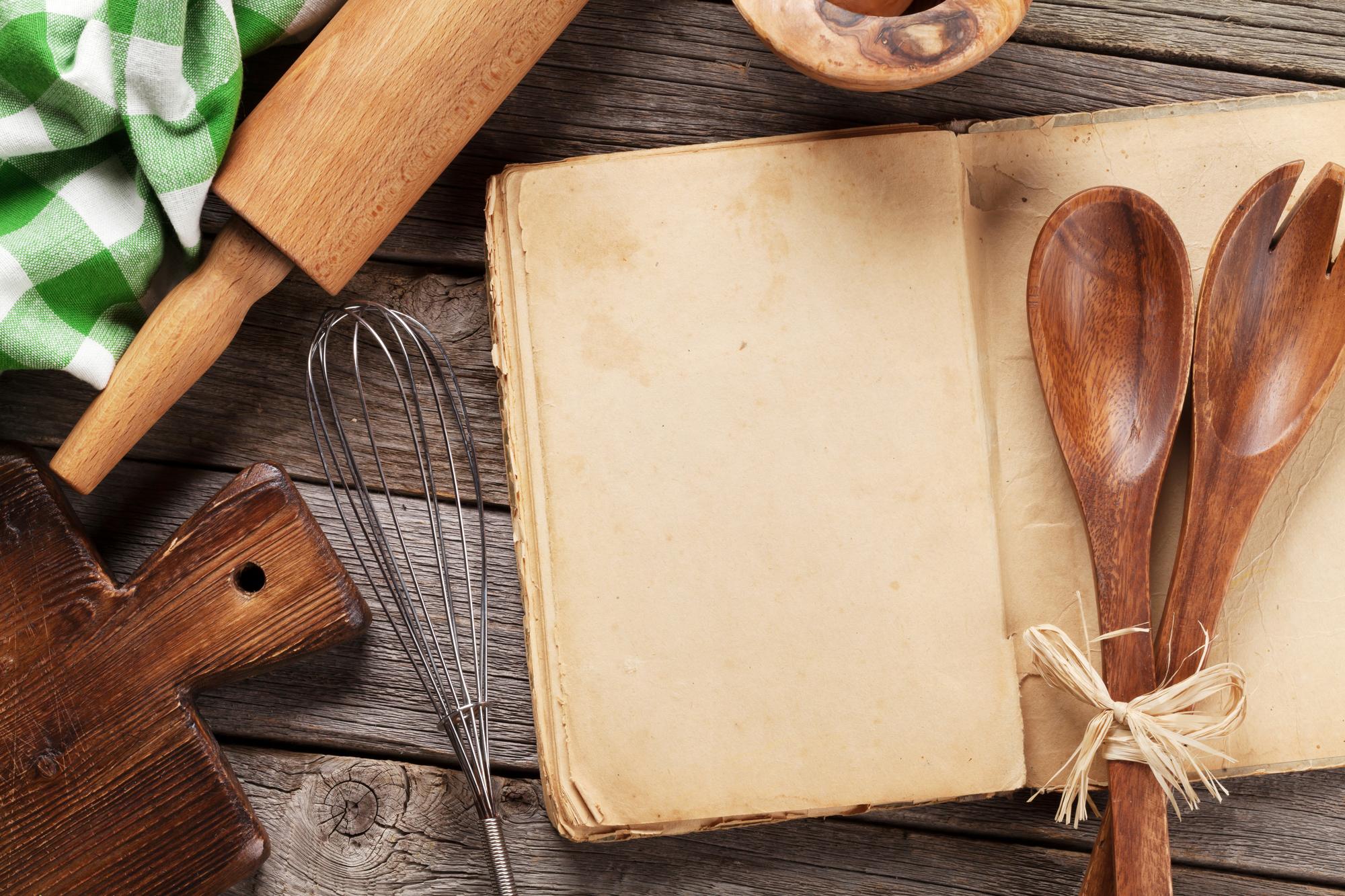 flatlay of recipe cards and utensils